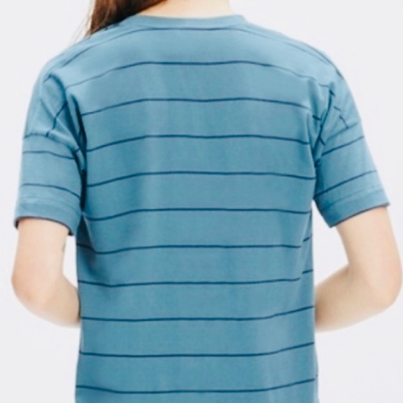MADEWELL Dark Turquoise Striped V-neck Shirt - Picture 2 of 6